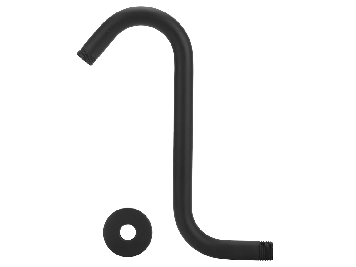 Soporte de ducha de pared en forma de S con revestimiento de esmalte negro