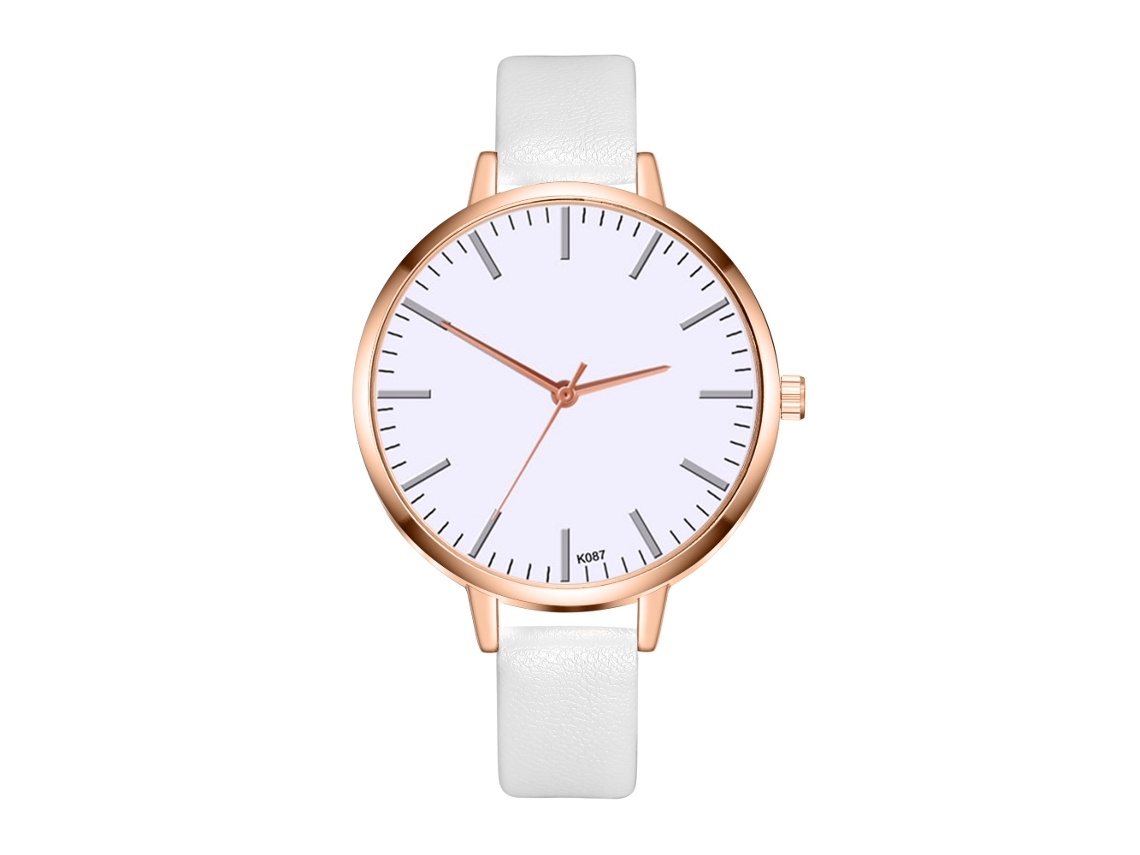 Reloj De Pulsera De Cuarzo Para Mujer Con Esfera Redonda, Resistente A Los Arañazos, Color Blanco.