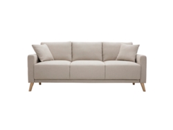 Sofá 3 Plazas de Tela Beige Y Madera Clara Munik MILIBOO