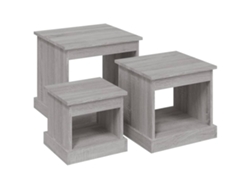 Juego de 3 mesas de centro en derivados de madera gris Sonoma EXCLUSIVA MAISON