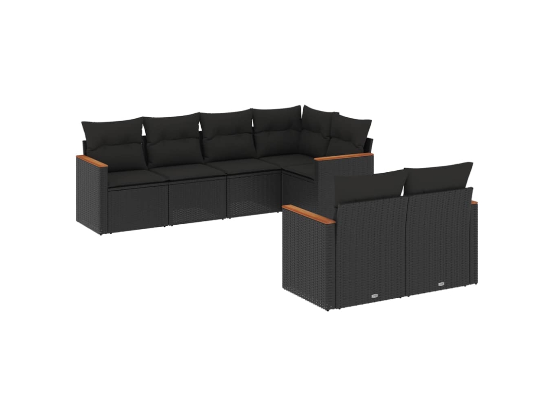 Maison Exclusive - Set De Comedor De Jardín 7 Pzas Y Cojines Ratán Sintético Negro