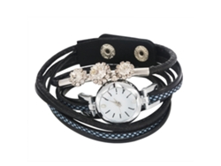 Reloj De Pulsera Para Mujer Con Diamantes De Imitación Y Perlas, Esfera Redonda Y Elegante, De Piel Sintética Gris.