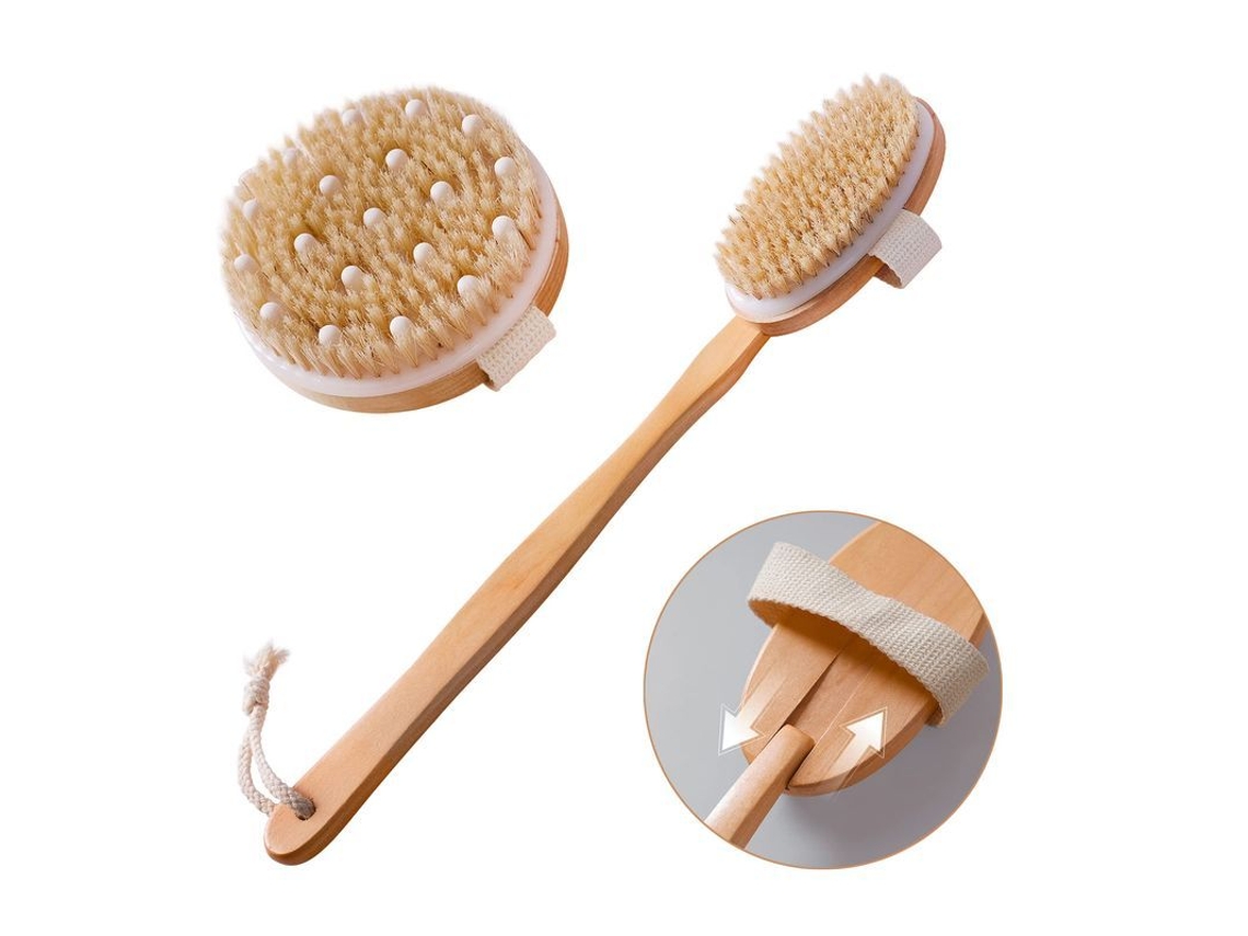 Dan26-set De 2 Cepillos De Piel Seca Con Cerdas Naturales Para Exfoliación Corporal