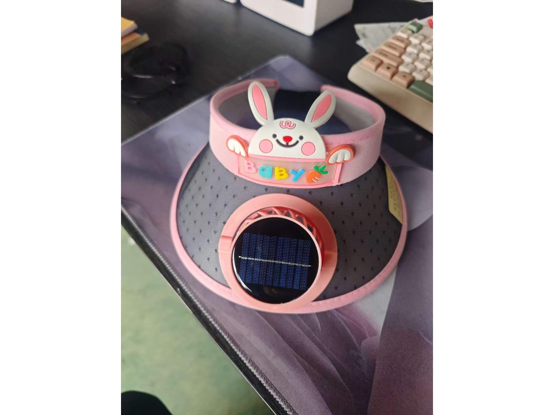 (conejo Rosa) Sombrero Con Ventilador Solar Para Viajes Al Aire Libre Y Ciclismo - Sombrero De Protección Solar