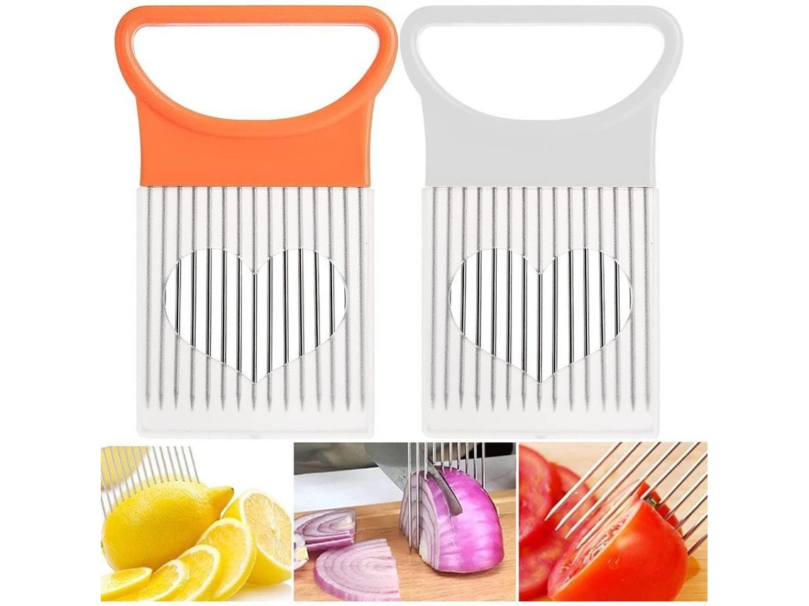 Cortador de cebollas Rebe-holder, 2 piezas, acero inoxidable, mango de PP, para verduras, frutas y carnes.