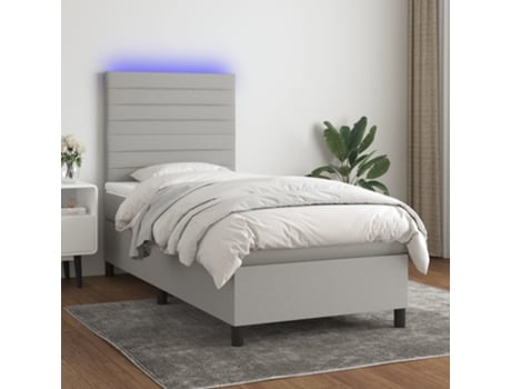 Cama con somier VIDAXL (Gris - Tela - 193 x 90 x 128 cm)