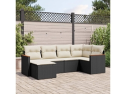 Conjunto de sofás de jardín de 6 piezas DKD Home Decor con cojines de mimbre negros