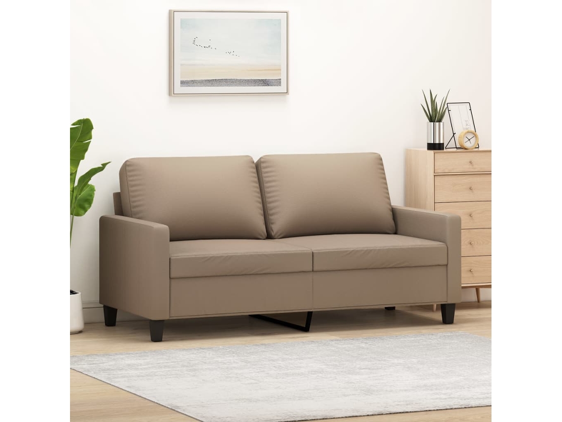 Sofá De 2 Plazas De Cuero Sintético Color Capuchino 140 Cm