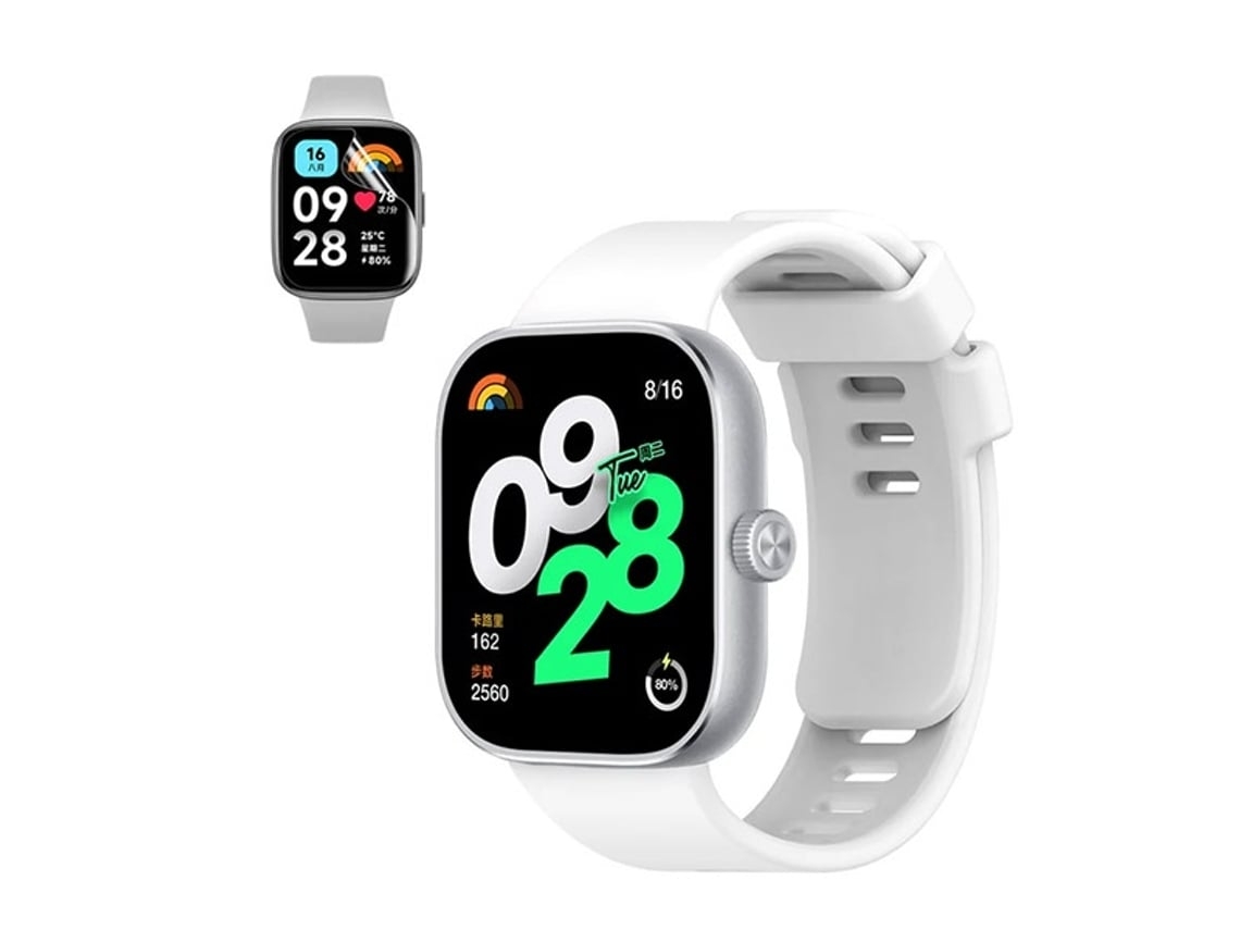Kit Correa Silicona Hidrogel Film Compatible con Xiaomi Redmi Watch 4 Blanco