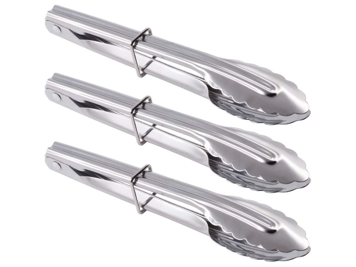 Pinzas de servir Rebe-Mini de acero inoxidable para alimentos, ensaladas, cocina y barbacoa, juego de 3 piezas de Linjou