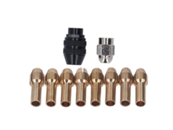 Conjunto De Boquillas Para Taladro 1/32 A 1/8 Pulg, Portabrocas Sin Llave Y 8 Boquillas De Latón Para Dremel