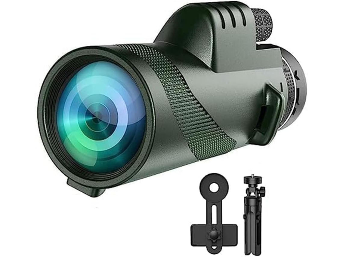 Telescopio Monocular 80x100, Binoculares Para Adultos, Adaptador Compacto Para Smartphone, Con Trípode.