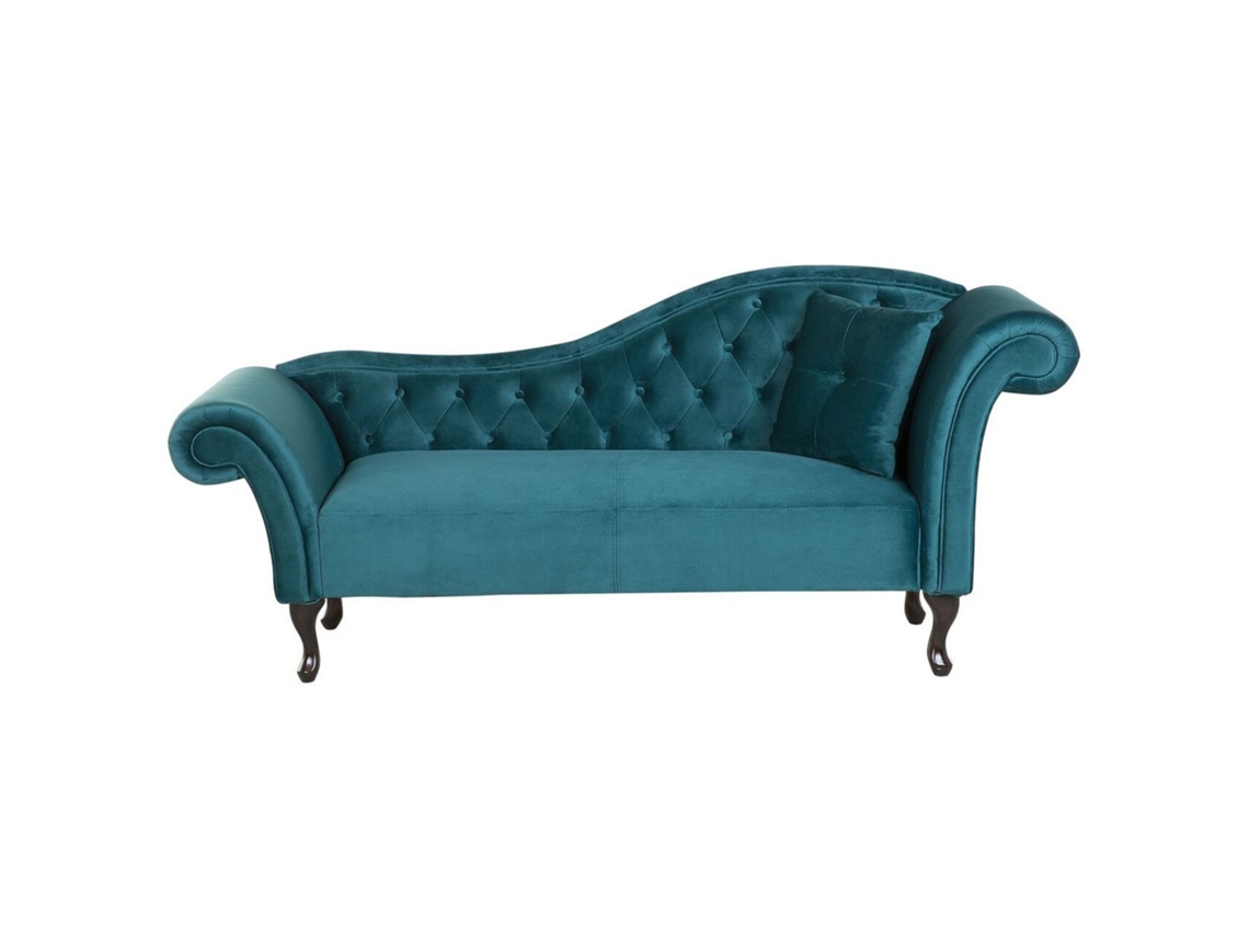 Chaise longue derecho BELIANI Lattes de Terciopelo Azul 188x59x87