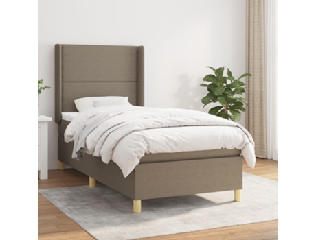 vidaXL Cama con somier y colchón 90x190 cm tela gris marrón