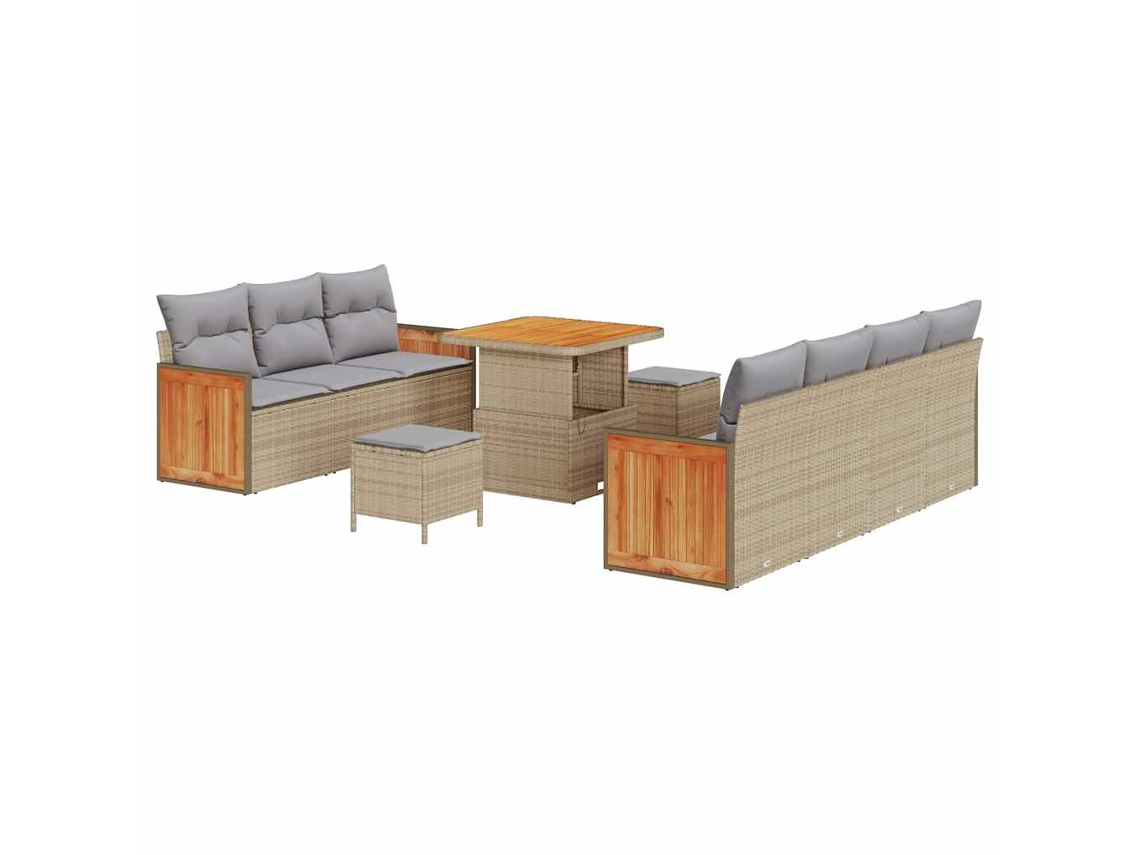 Maison Exclusive - Conjunto De Sofás De Jardín Con Cojín 10 Pcs Beige Y Gris Claro