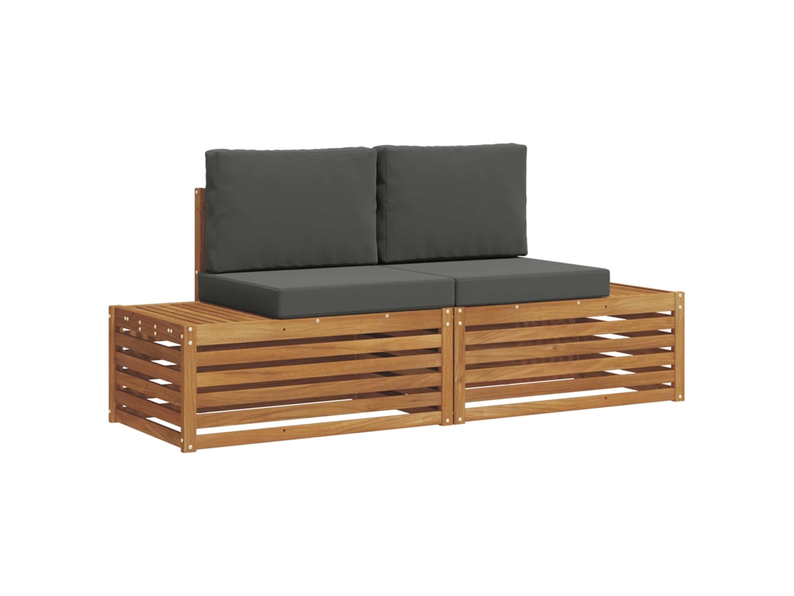 Maison Exclusive - Conjunto De Sofás Para Exterior 2 Peça Natural E Antracite