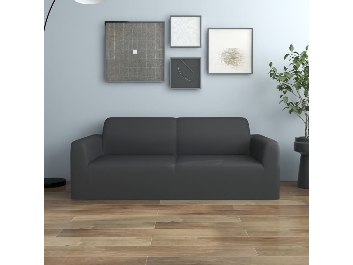 Funda elástica para sofá de 2 plazas, poliéster jersey antracita, DKD HOME DECOR