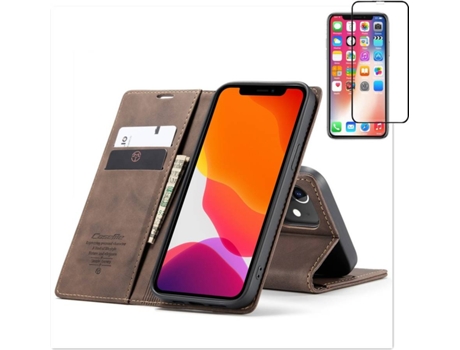 Carcasa y Protector iPhone 12 Mini Livro Caseme Elite Marrón