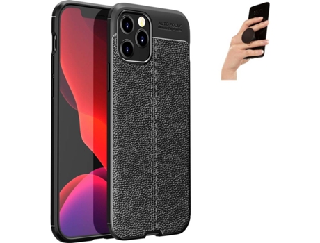 Carcasa + Popsocket iPhone 12 Rugged Leather Negro