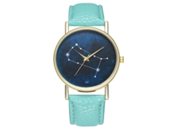 Reloj De Pulsera De Cuarzo Para Hombre Y Mujer Con Correa De Cuero Pu Zhoulianfa Constellation Moda(menta)