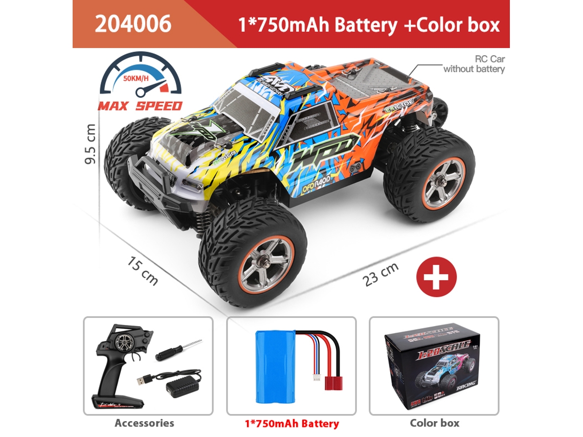 Coche RC 1/20 2.4g 4x4 50 km/h, eléctrico, derrape todoterreno simulado, naranja Aeuzwr