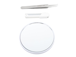 Pinzas Rebe de acero inoxidable para puntos negros con punta angulada, tapa iluminada y espejo 1.5x - Extractor de comedones faciales