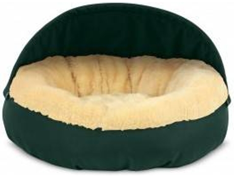 Cama Redonda para Perros y Gatos GAUTY Tela Impermeable y pelo (Beige y Verde - 57 cm)