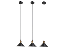 2026-3 Set Lámpara De Techo Industrial E27 De Hierro Forjado Negro Para Pasillo Exterior 85‑240v