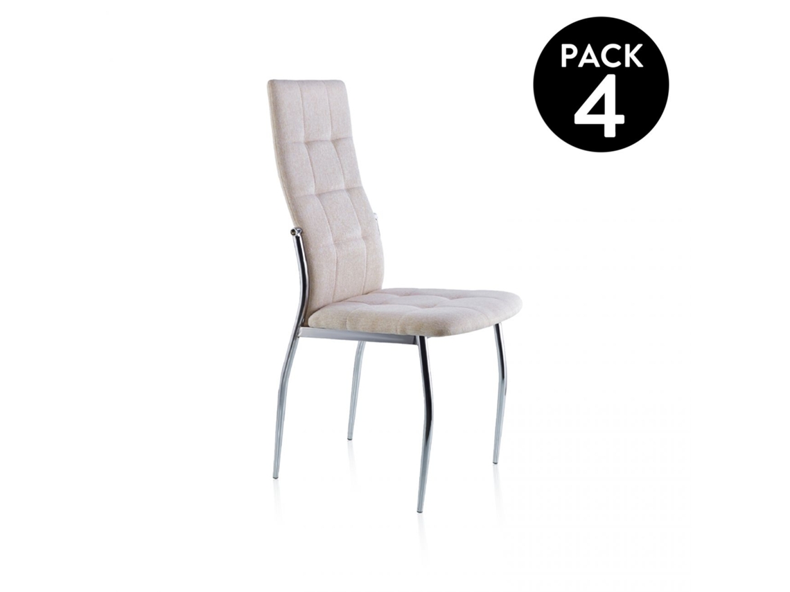 Pack 4 sillas de comedor Diana Tejido - Beige 44 x 100 x 57cm cm