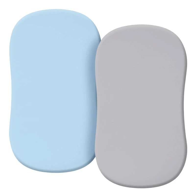 Juego de sábanas Baby Nest CHRUI de 0 a 24 meses, microfibra elástica, lavable, 2 unidades, 81x43cm (azul cielo gris)
