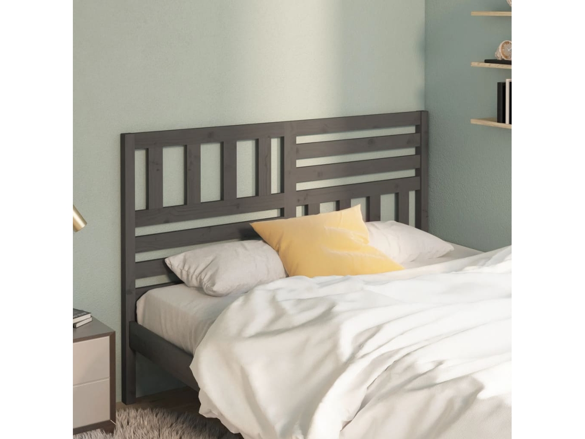 Cabecero De Cama Madera Maciza De Pino Gris 126x4x100 Cm