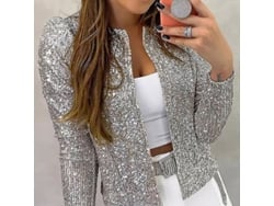 2026-chaqueta Casual Para Mujer Con Mangas Largas Y Pedreria Brillante Cardigan Sin Cierre