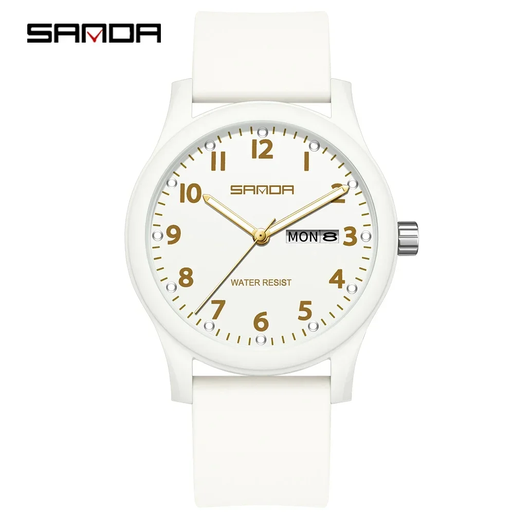 Reloj De Cuarzo Minimalista Para Mujer, Resistente Al Agua, Con Calendario, De Estilo Sencillo (platino).