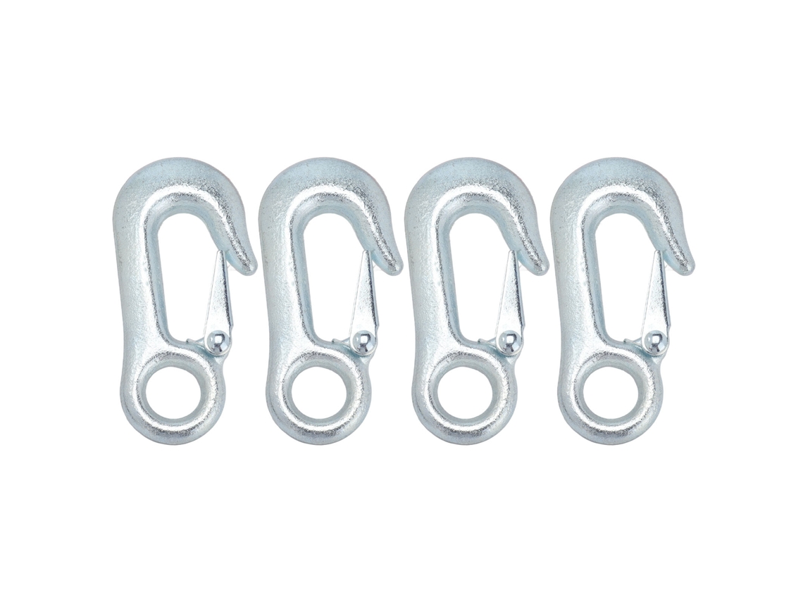 Kit De 4 Ganchos De Cabrestante Galvanizados Con Pestillos De Seguridad Para Remolque De Barcos 90x18mm