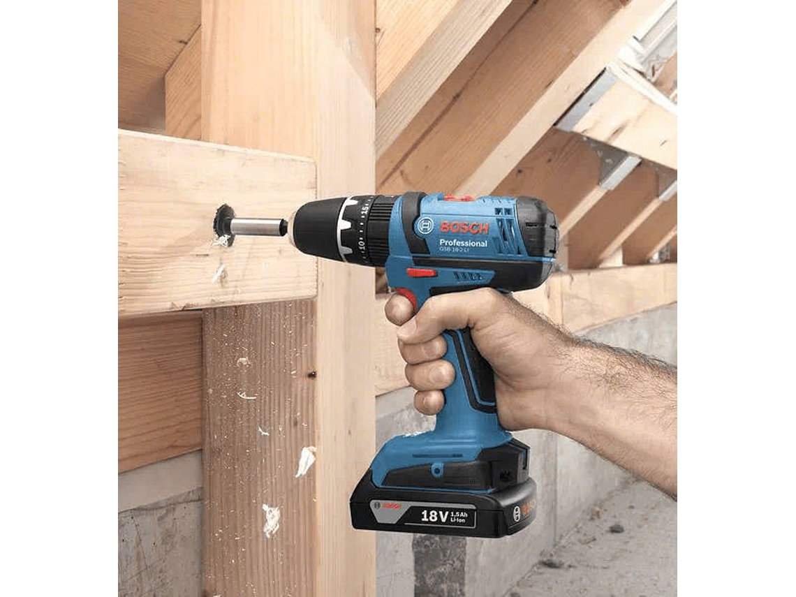 Taladro/Atornillador de Percusión BOSCH GSB 18-2 Litio + Cargador + Maletín) Profesional 0615990K45 | Worten.es