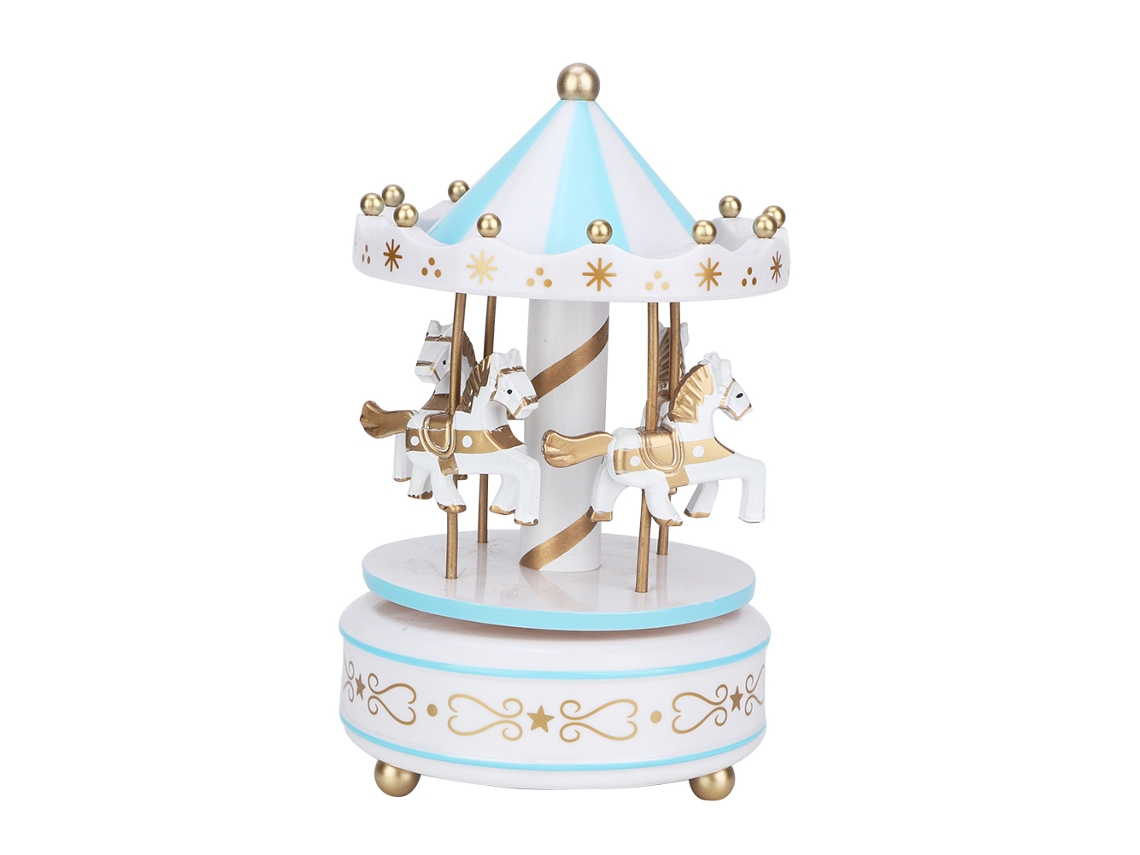 Caja De Música Con Forma De Carrusel - Navidad, Boda, Cumpleaños, Decoración - Azul