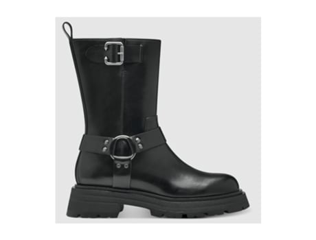 Botin Biker Doble Hebilla Cuero Vegano Negro 1-25314-41 TAMARIS 40