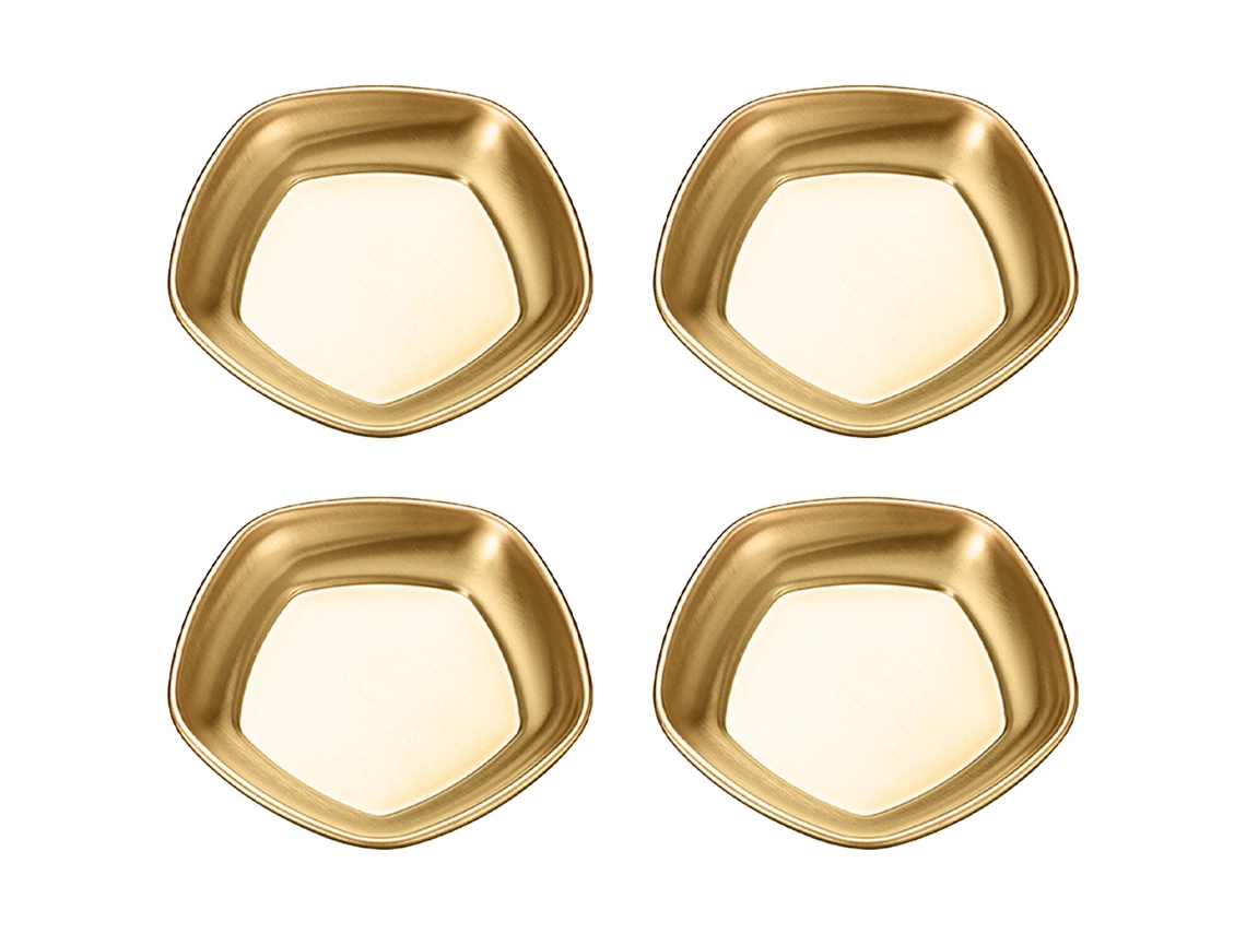 Juego de 4 platos laterales de acero inoxidable, dorados MEOIRUERY