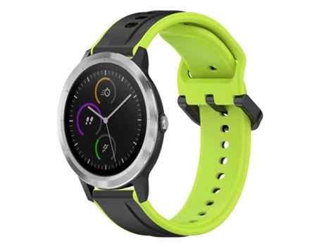 Correa Smartwatch para Garmin Vivoactive3 Silicona Bicolor con Bucle Convexo de 20mm (Negro + Lima)