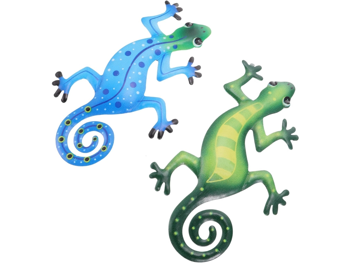 Juego De 2 Adornos De Pared De Metal Con Forma De Gecko
