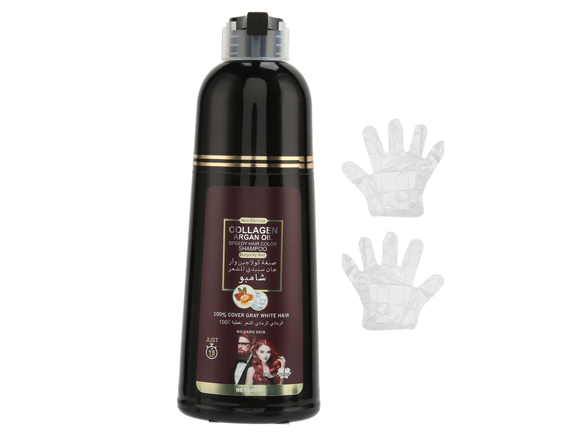 Champú Tinte Rápido Color Vino Rojo Herbal Nutritivo Reparador Para Uso Diario 400ml