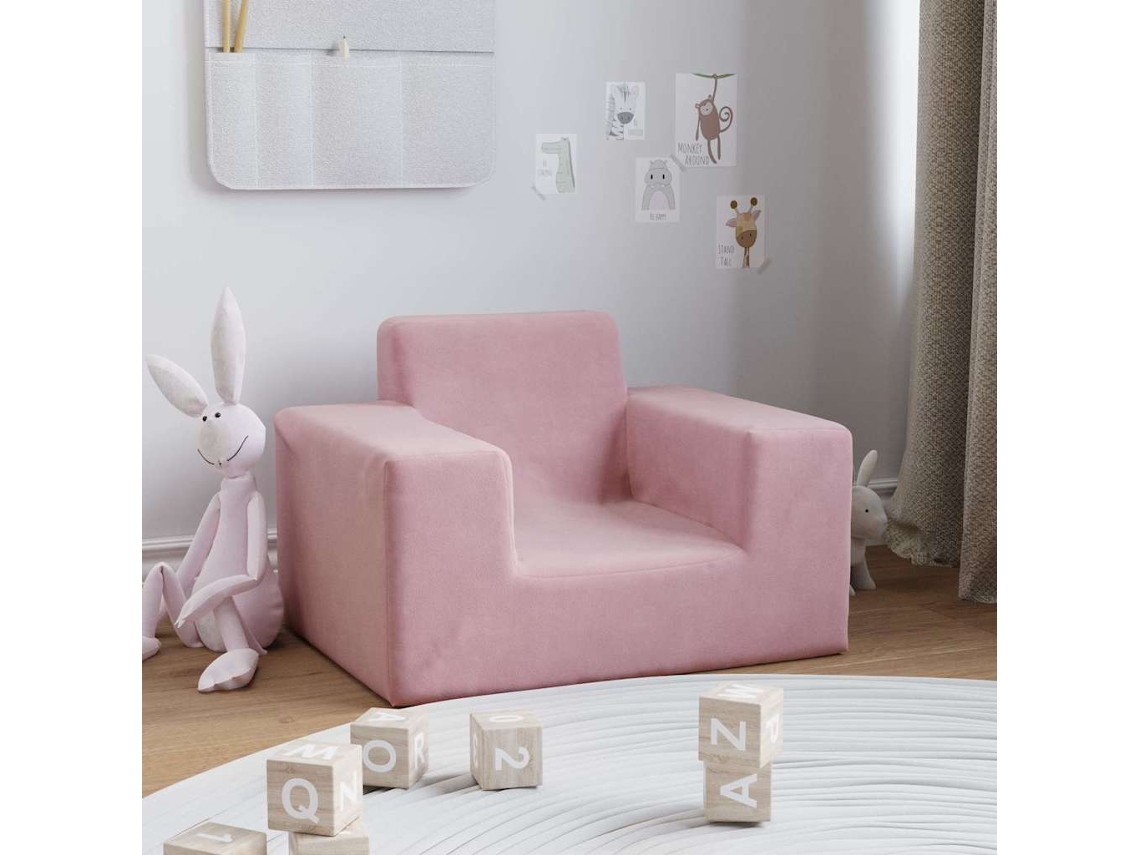 Sofá Para Niños | Sofá Infantil Felpa Suave Rosa Wsd757849