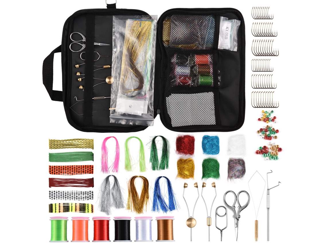 Kit de herramientas para fabricar moscas de pesca, 150 piezas, sin marca.