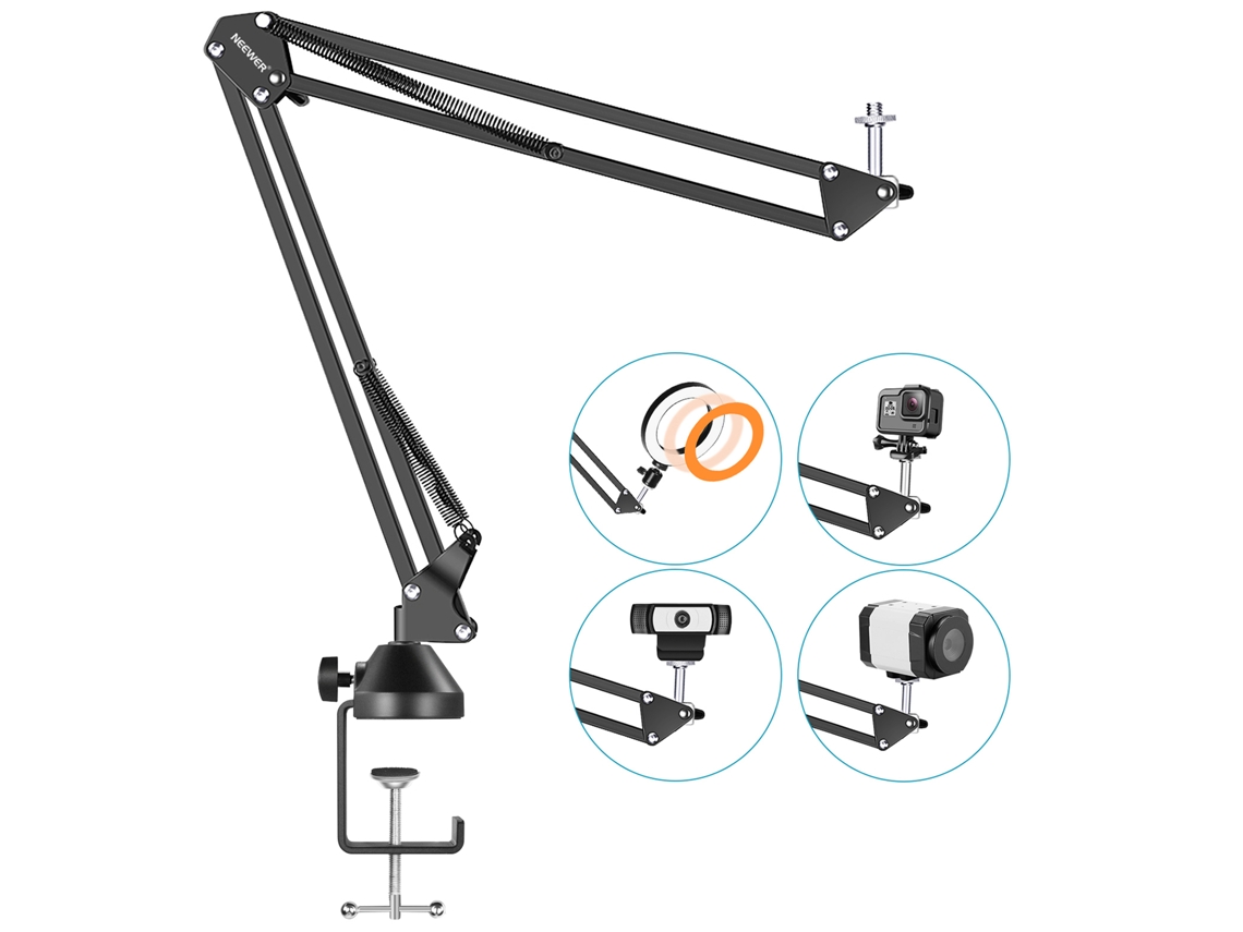 Soporte de brazo de tijera de suspensión ajustable Neewer con abrazadera de escritorio para cámaras web Logitech C922, C930e, C930, C920, C615, C960, C980 Pro
