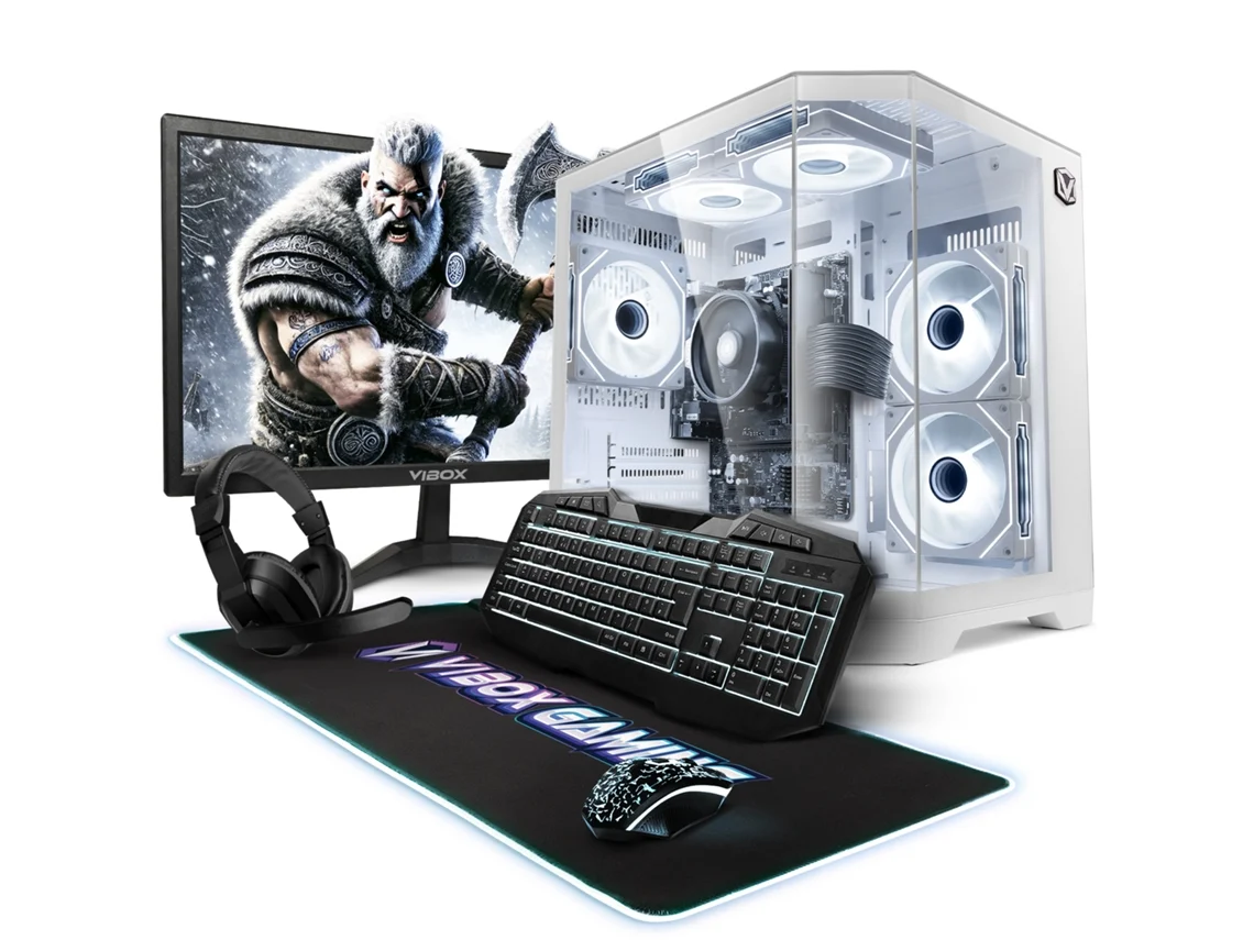 PC para juegos Vibox I-524 completo • Monitor de 22'' • Ryzen 3 3200g 4.0 Ghz • Radeon Vega 8 • 8 GB de RAM • SSD de 480 GB • Linux • Wifi