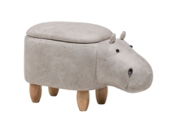 Puf animal con forma de hipopótamo BELIANI Hippo de Piel sintética Gris 36x65x37