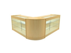 Conjunto de mostrador comercial MonsterShop Helios, arce, 2xK1500, 1xCM60, MDF y vidrio templado