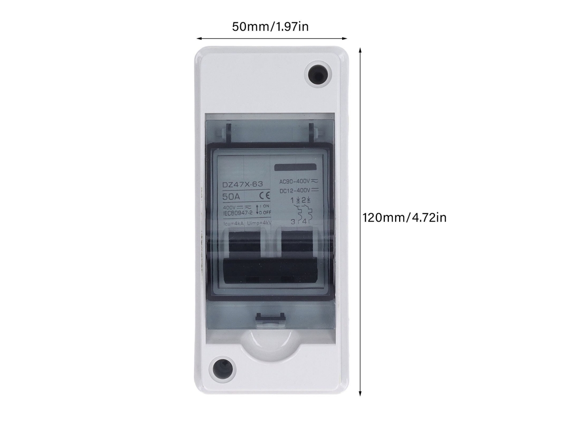 2026dz-interruptor De Circuito Miniatura 50a Impermeable 2p Dc Para Sistema Solar Pv Disyuntor Isolador 12-400v Dc 90-400v Ac