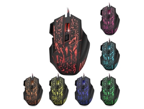 Seven-Button Gaming Mouse With 5-Speed Adjustable Dpi, Flowing Water Cracked Shape Glowing Wired Mouse Ergonomics