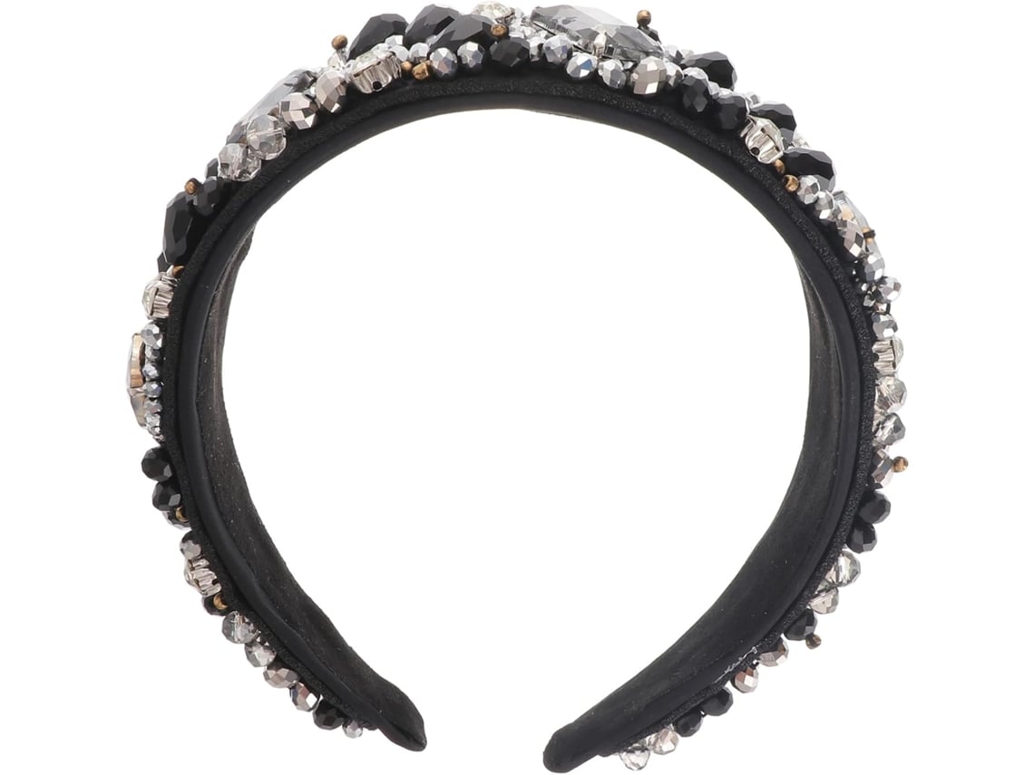 Diadema Para Niñas Adornada Con Pedrería, Estilo Retro, Accesorio De Joyería Con Pedrería Ancha.